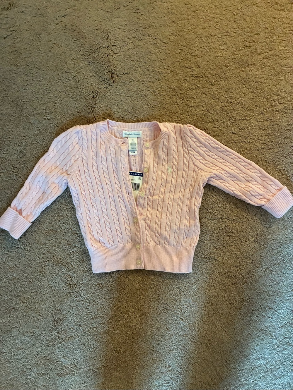 Ralph Lauren Pink Cable Knit Cardigan Sweater - size 12mo